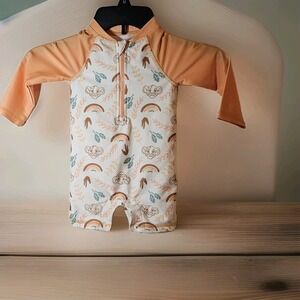 Disney Infant Boys Simba Lion King One Piece Zip Rash Guard Swimsuit